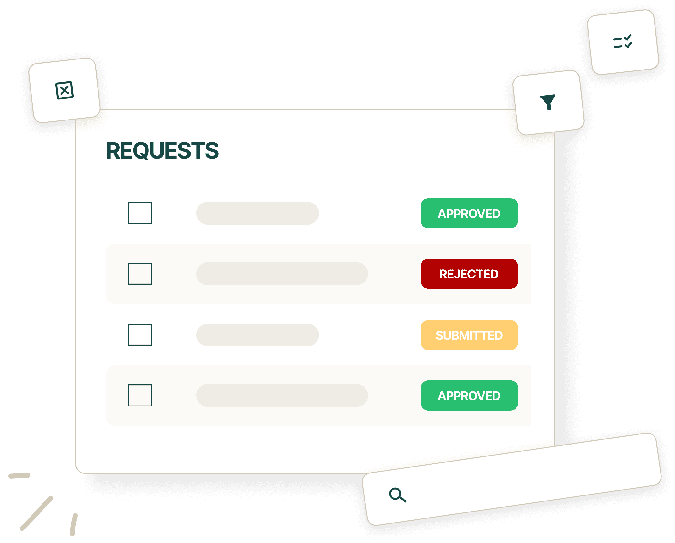 The Projects admin dashboard, listing project requests by status.
